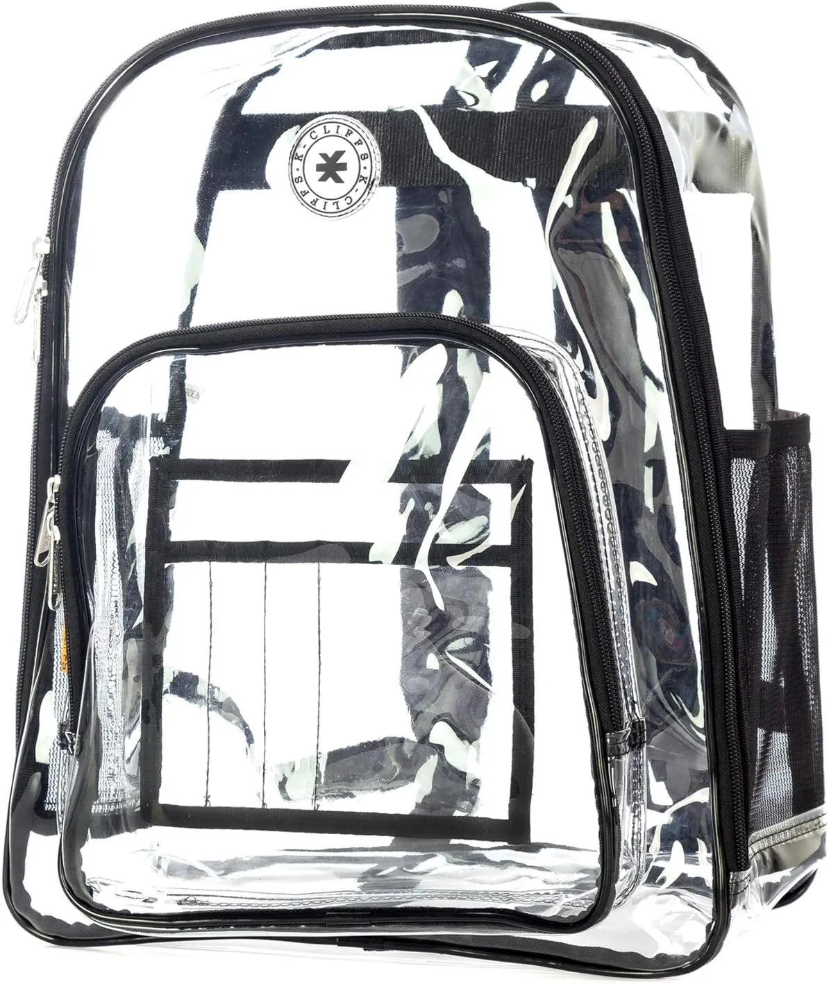 K-Cliffs Large Transparent Backpack Clear Heavy Duty School Bag Durable Student Bookbag See Through Vinyl Daypack Workbag