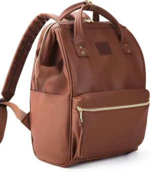 Kah&Kee Leather Backpack for Women and Men 16-inch Laptop Bag | Teacher Professional, Diaper Bag Backpack, Ideal for Work, School, Nursing, College & Travel (Brown, Large)