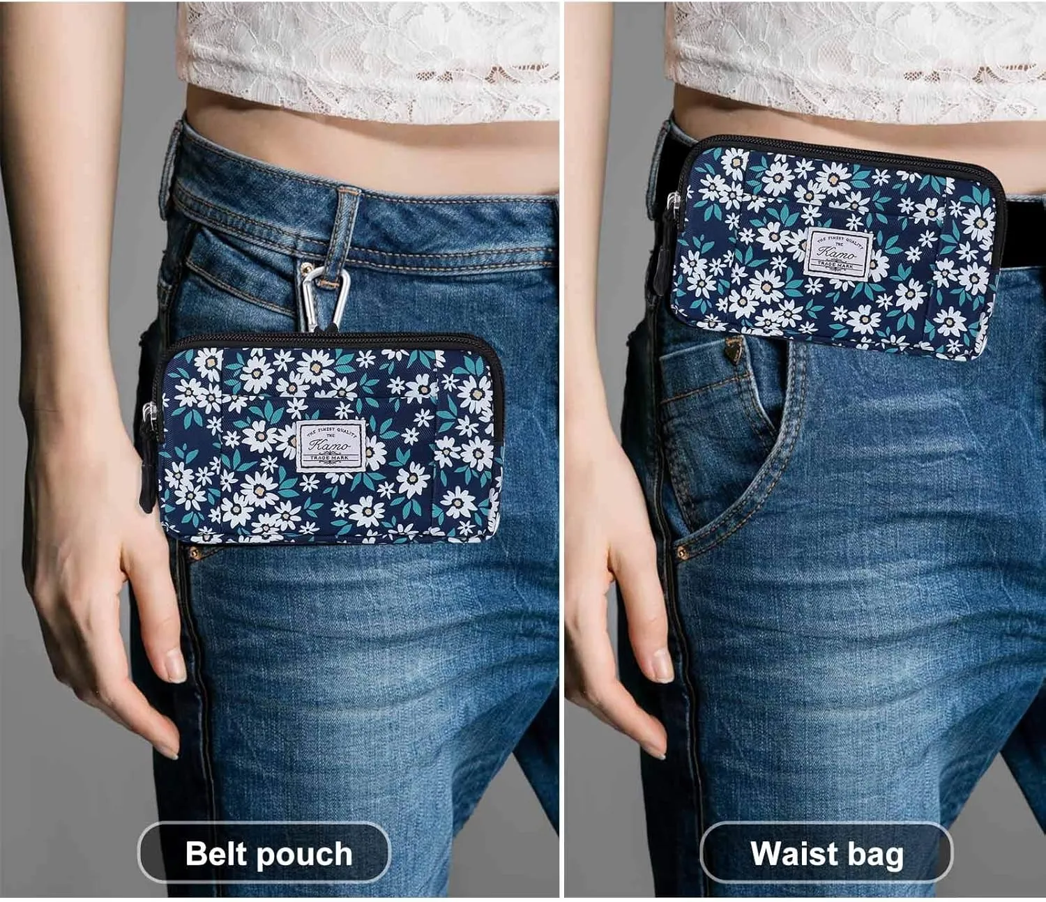 KAMO Multipurpose Canvas Horizontal Smartphone Pouch Cell Phone Holster with Belt Loop Pouch Bag Belt Pouches for Women Cellphone Holster for Women & Men