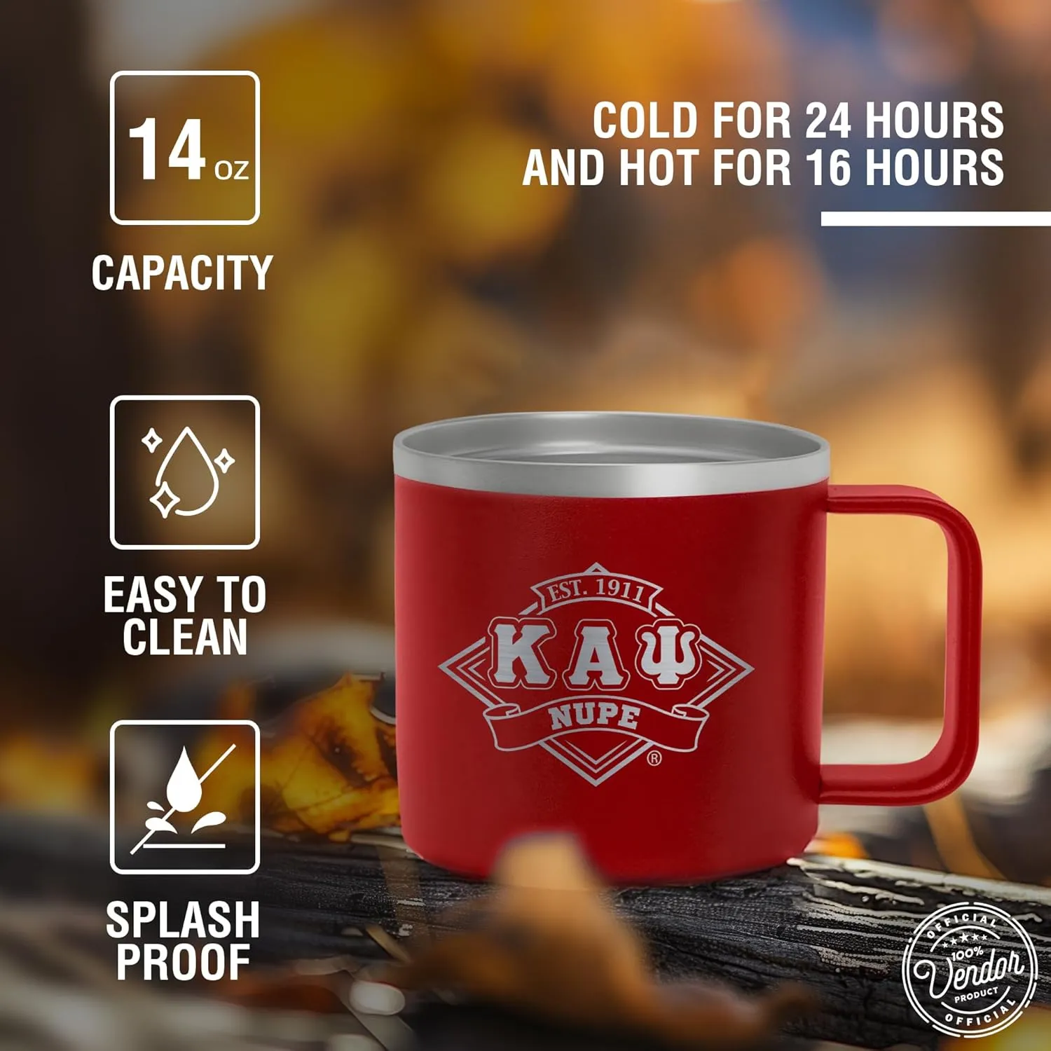 Kappa Alpha Psi Fraternity Paraphernalia - Official Vendor -14 oz Insulated Mug - NUPE