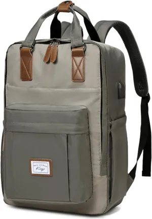 Kasqo Backpack for Women Men, 15.6" Classic Laptop Bookbag with USB Charging Port for College Travel Work