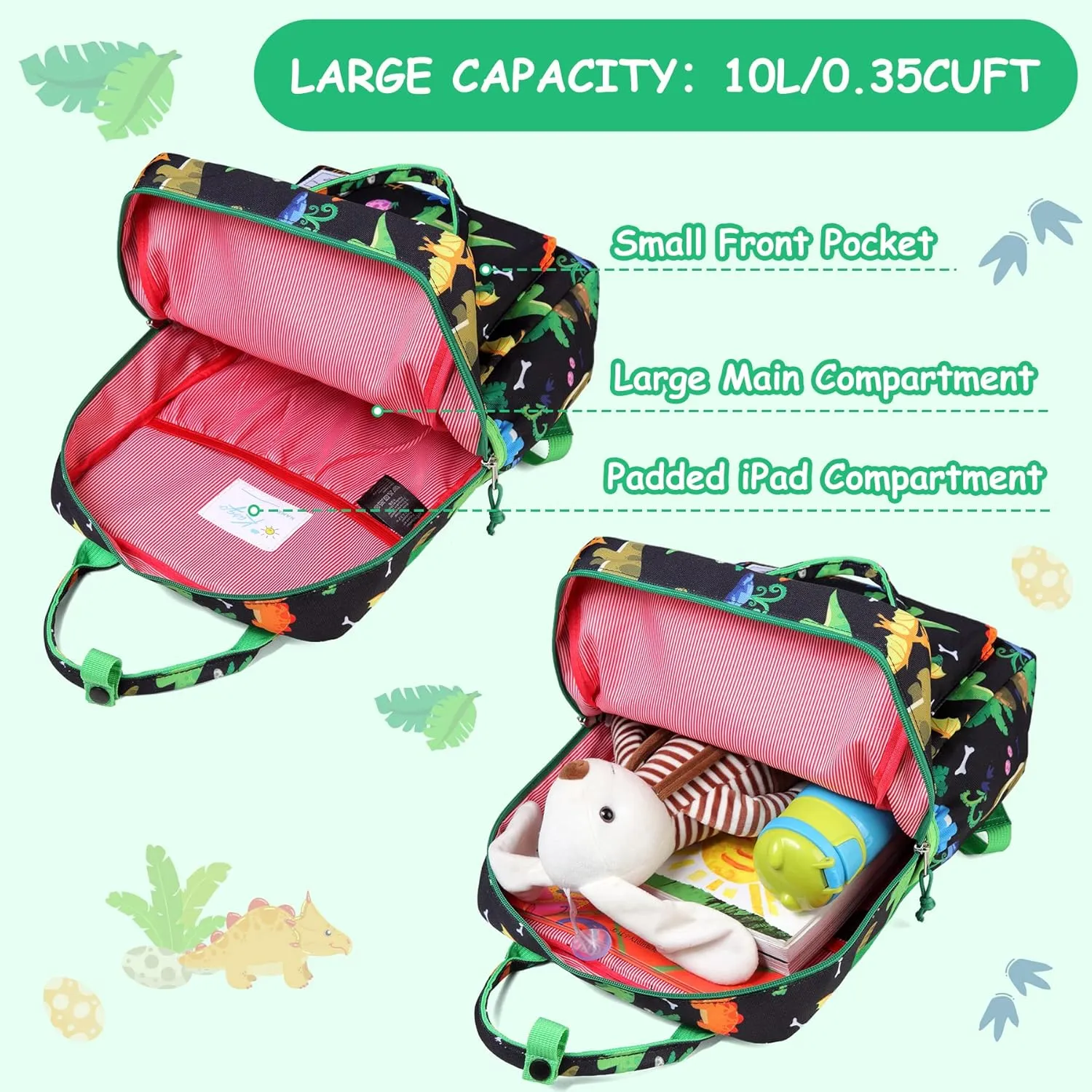 Kasqo Kids Backpack, Lightweight Toddler Backpack Children Bookbag for Preschool Kindergarten with Chest Strap