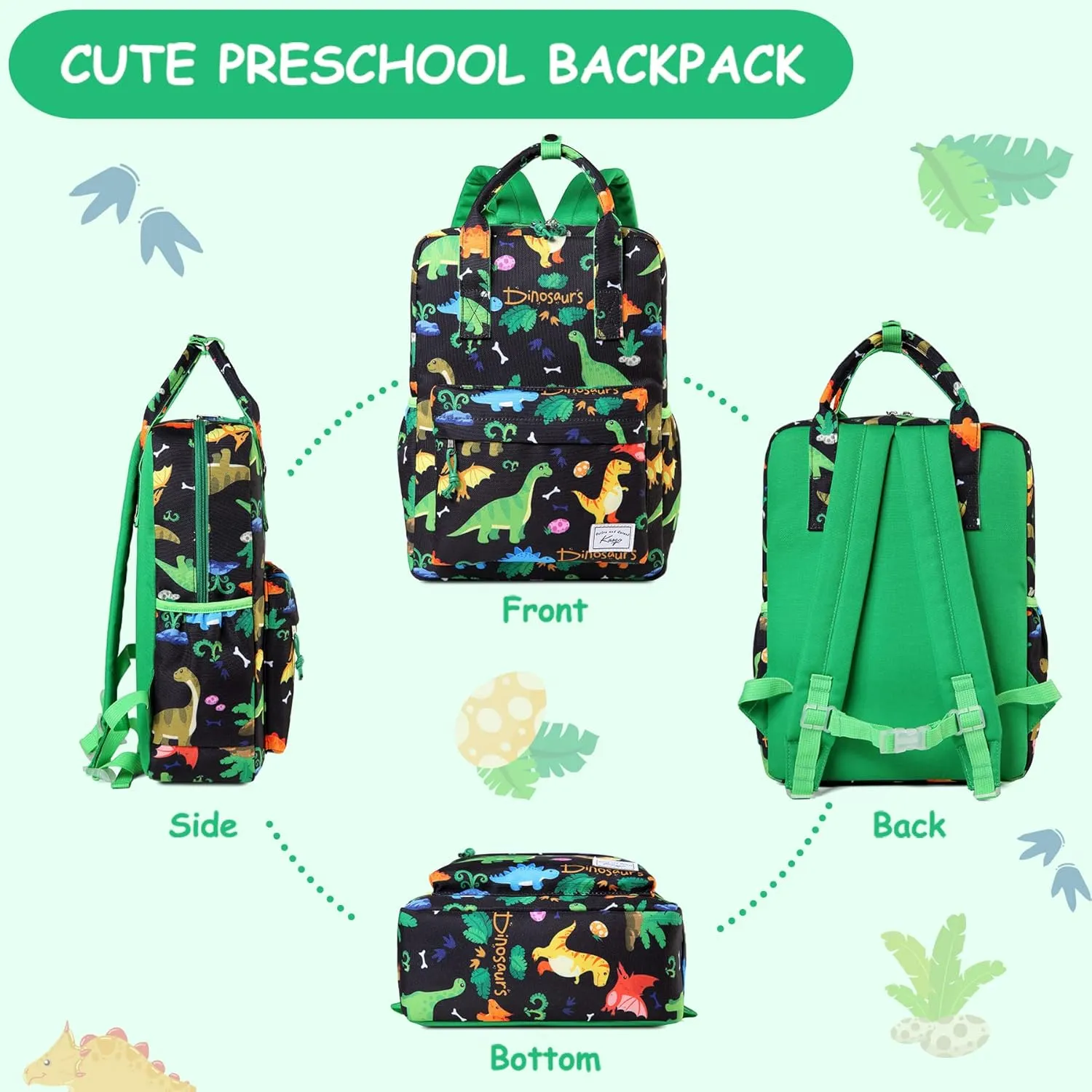 Kasqo Kids Backpack, Lightweight Toddler Backpack Children Bookbag for Preschool Kindergarten with Chest Strap