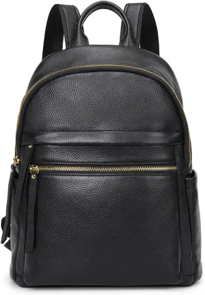 Kattee Genuine Leather Backpack Purse for Women Multi-functional Elegant Daypack Soft Leather Shoulder Bag Shopping Trip, Medium, Black