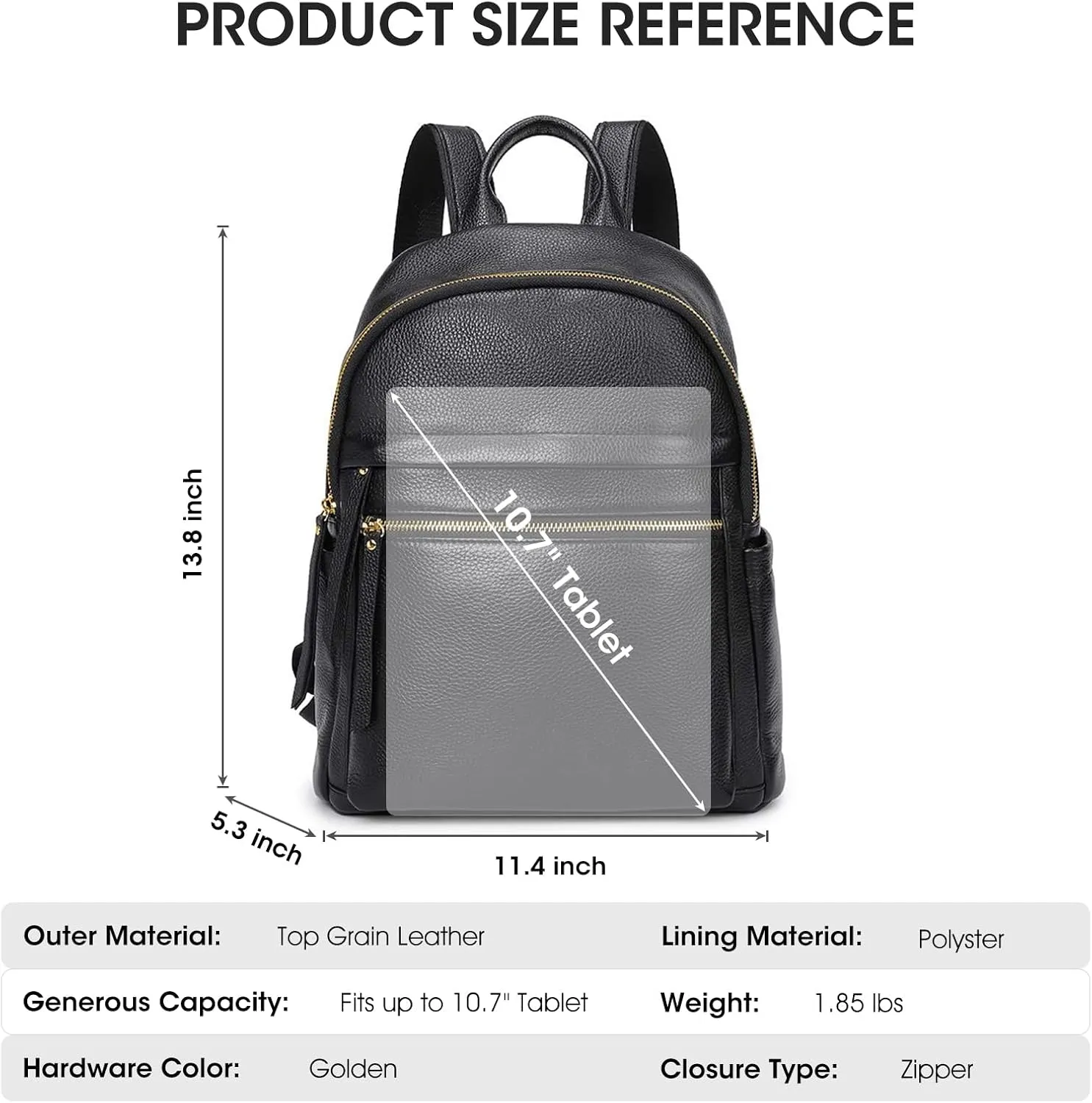 Kattee Genuine Leather Backpack Purse for Women Multi-functional Elegant Daypack Soft Leather Shoulder Bag Shopping Trip, Medium, Black