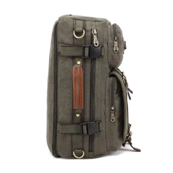 KAUKKO 13.5L Men's Army Style Multi-function Canvas Army Style Shoulder Travel Tactical Backpack Army Green