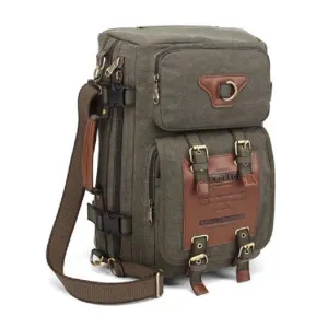 KAUKKO 13.5L Men's Army Style Multi-function Canvas Army Style Shoulder Travel Tactical Backpack Army Green