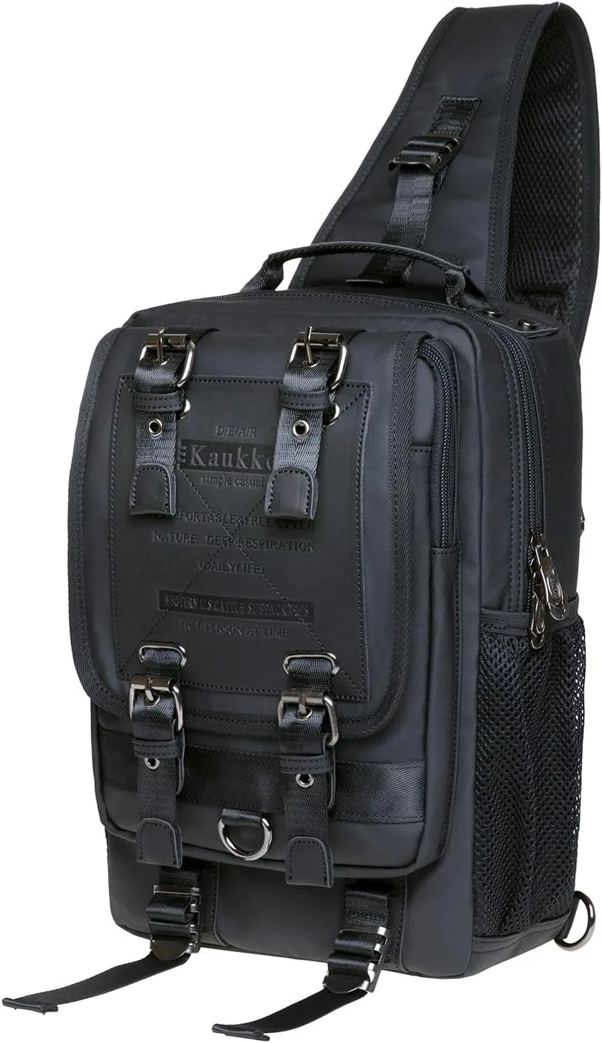 KAUKKO Canvas Messenger Bag Cross Body Shoulder Sling Backpack Travel Hiking Chest Bag