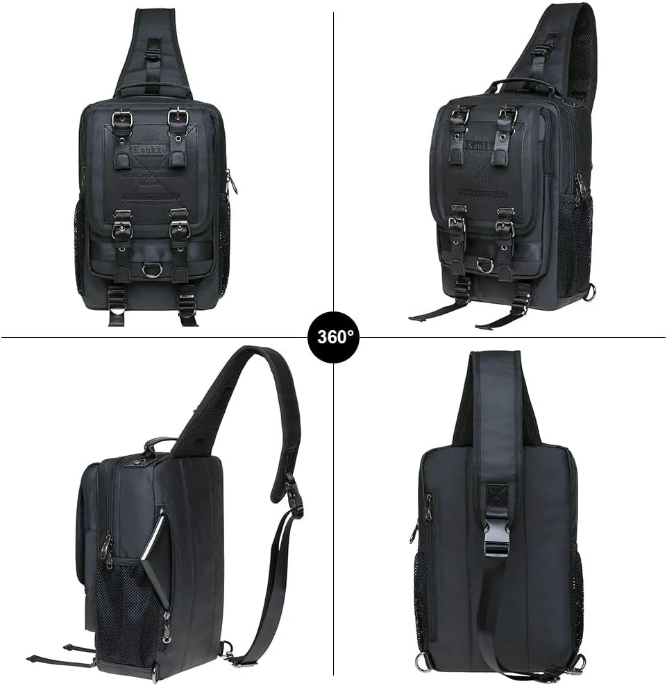 KAUKKO Canvas Messenger Bag Cross Body Shoulder Sling Backpack Travel Hiking Chest Bag
