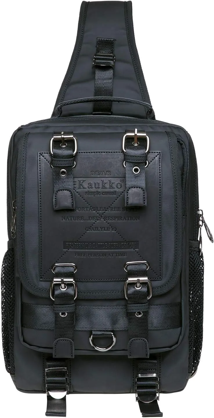 KAUKKO Canvas Messenger Bag Cross Body Shoulder Sling Backpack Travel Hiking Chest Bag