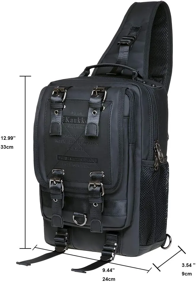 KAUKKO Canvas Messenger Bag Cross Body Shoulder Sling Backpack Travel Hiking Chest Bag