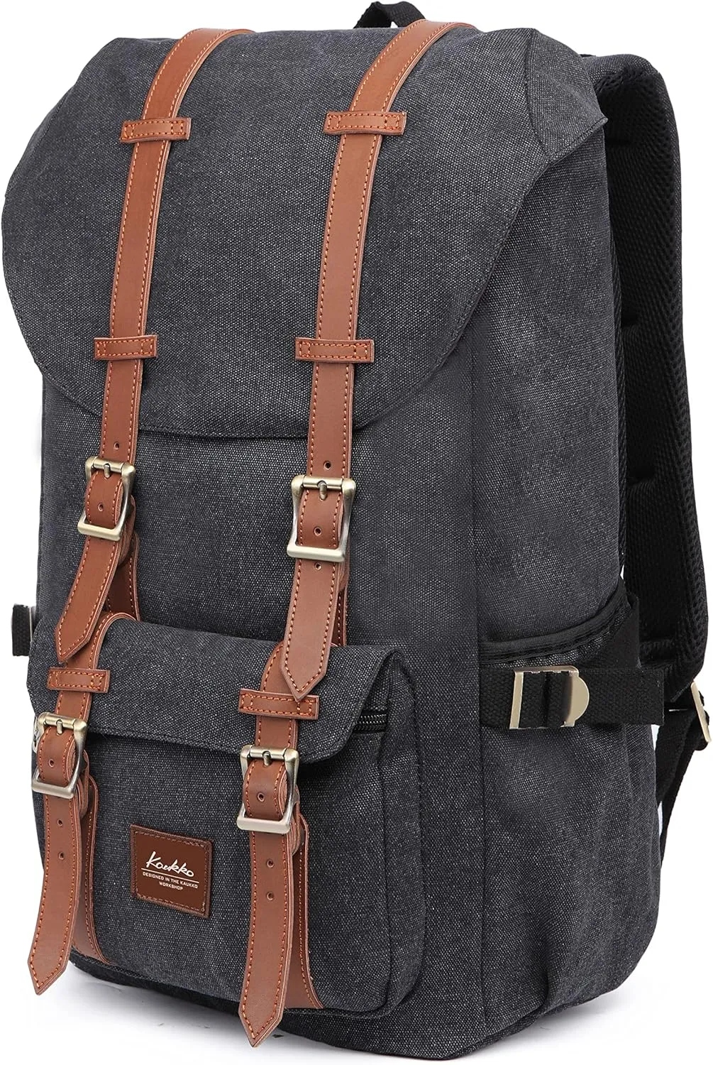 KAUKKO Travel Laptop Backpack Outdoor Rucksack Causal backpack Fits 15.6"(Canvas Black)