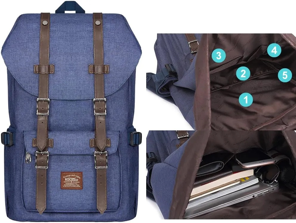 KAUKKO Travel Laptop Backpack Outdoor Rucksack Causal backpack Fits 15.6"(Oxford Blue)