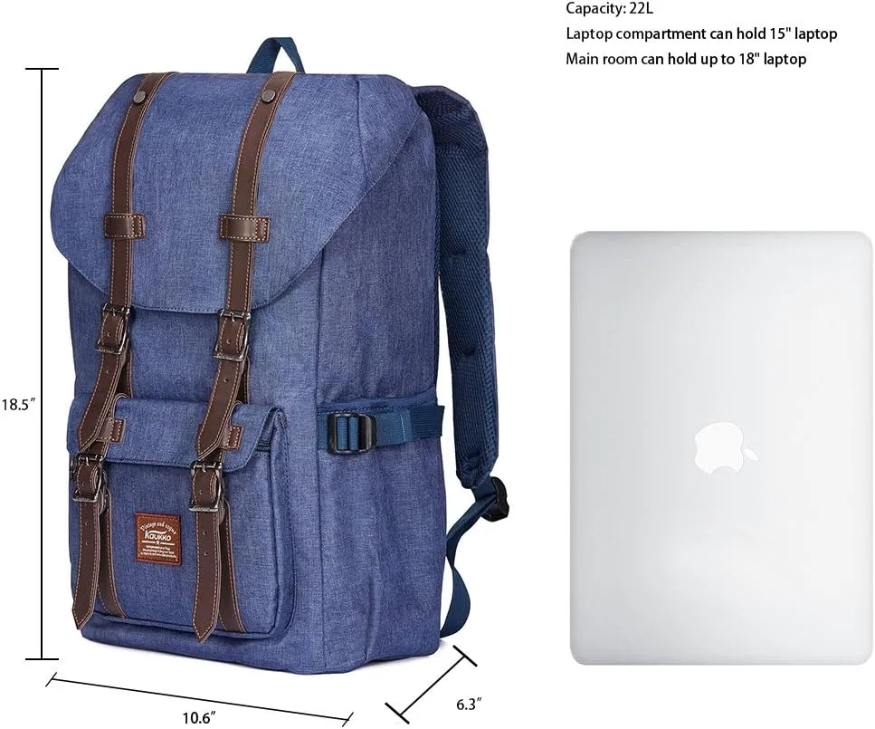 KAUKKO Travel Laptop Backpack Outdoor Rucksack Causal backpack Fits 15.6"(Oxford Blue)
