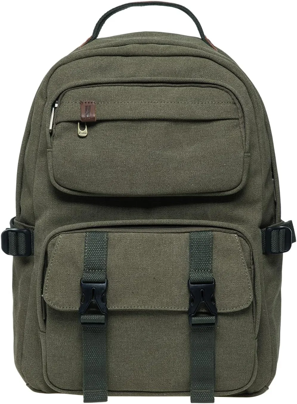 KAUKKO Vintage Casual polyster and Leather Rucksack Backpack(20-2-ARMYGREEN)