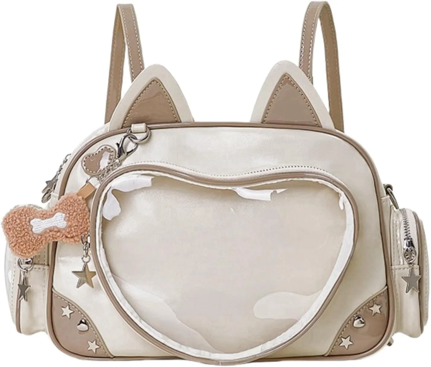 Kawaii Ita Bag Cat Pin Backpack Shoulder Crossbody Bag for Miku Anime Heart Clear Layer with Insert