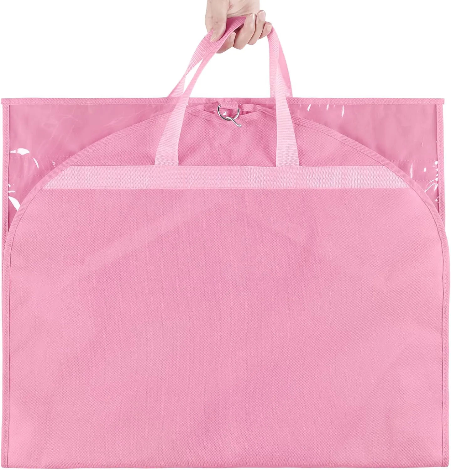 KEEGH Clear Garment Bags for Dance Costumes 40 inch Dance Garment Bags for Dancers Hanging Clothes for Closet Storage, with 4 Zipper Pockets for Dance Competitions, Ballet, Theatre, 6 Pack, Pink