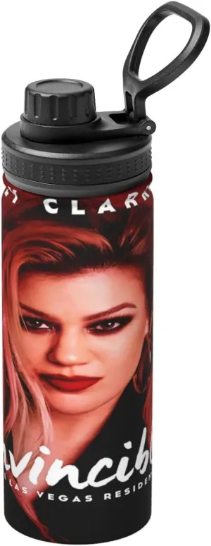 Kelly Musics Clarkson Sports Water Bottle 18oz Stainless Insulated Water Bottles Leak Proof Hot and Cold Flask Travel Cup for Hiking & Biking