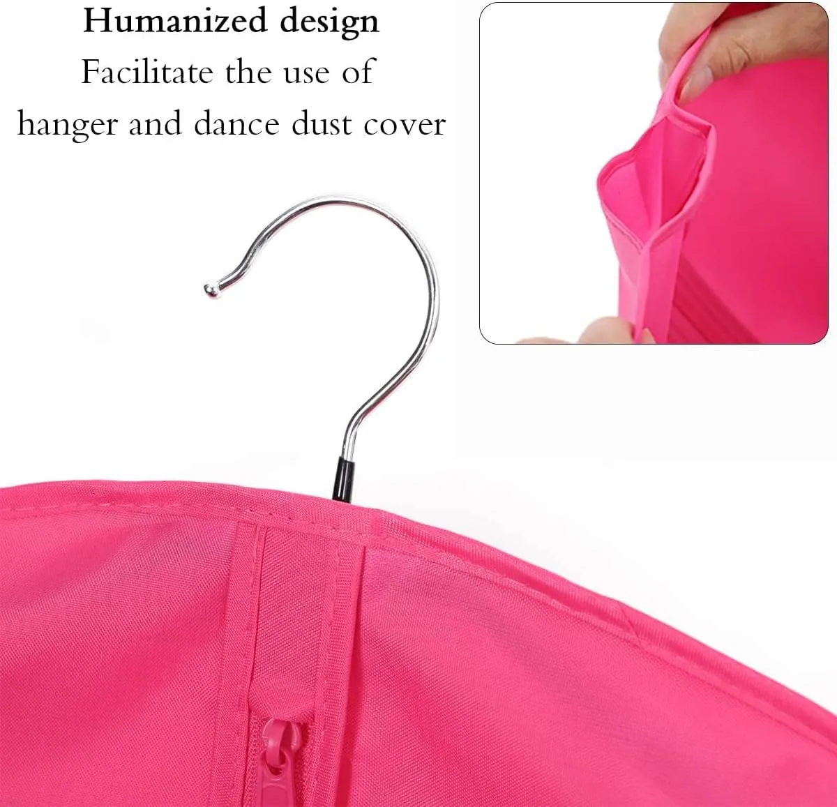 Kernorv 36" Foldable Dance Competitions Garment Bag with 2 Zipper Mesh Pockets and Clear Window for Dance Costumes, Storage or Travel (3 Pack,Pink)