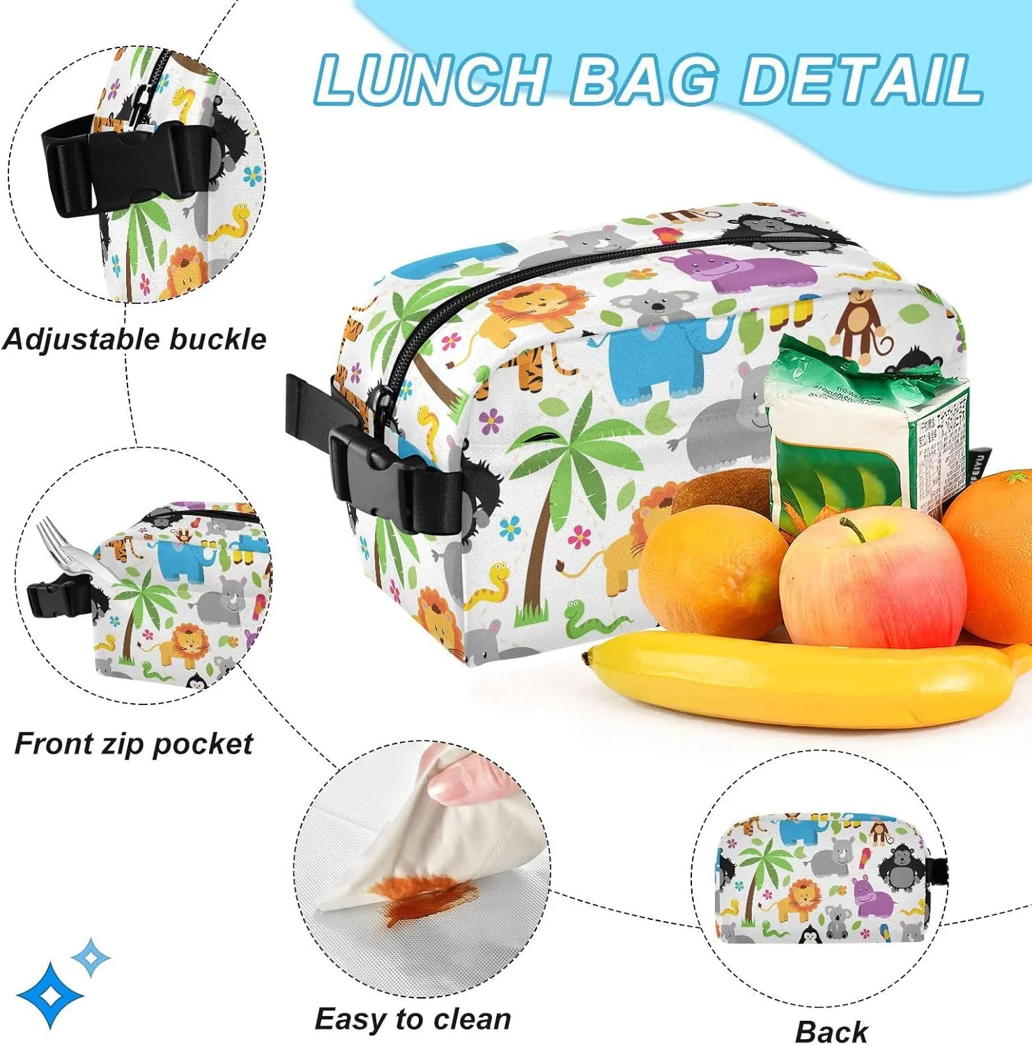 Kids Backpack for Girls Boys Jungle Zoo Animal Cute Kindergarten School Bag with Lunch Box Preschool Bookbag Set