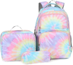 Kids Backpack for Girls Teens Bookbag for Elementary Primary Middle School with Lunch Box Set