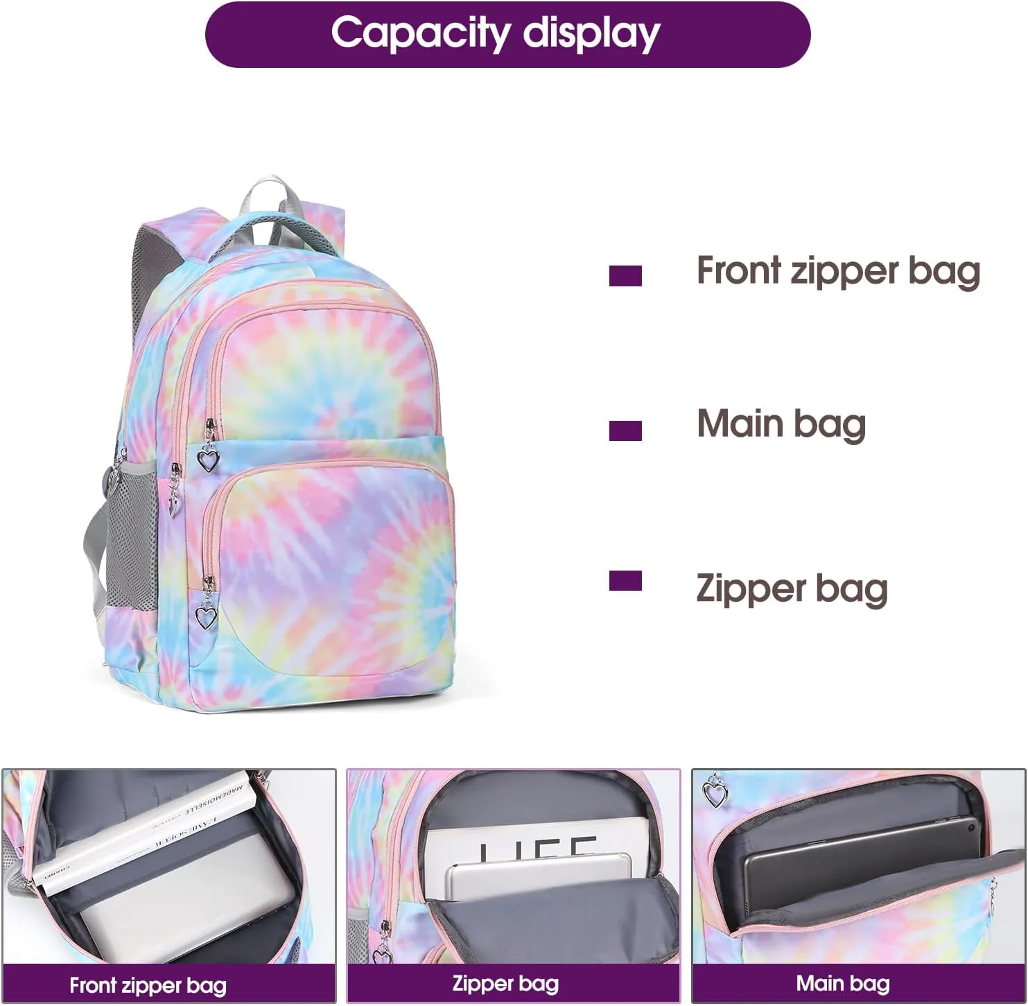 Kids Backpack for Girls Teens Bookbag for Elementary Primary Middle School with Lunch Box Set