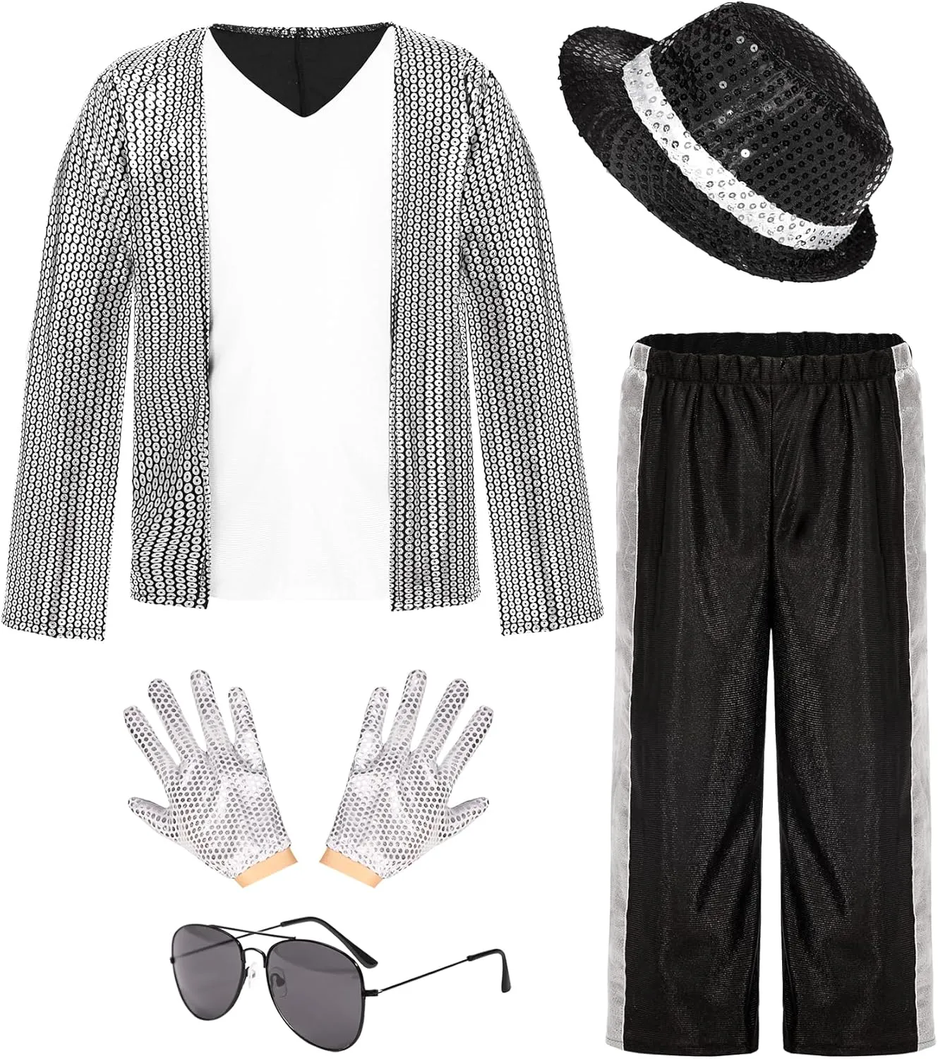 Kids Dance Star Costume for Boys 80s 90s Hip Hop Stage Outfits for Halloween Cosplay