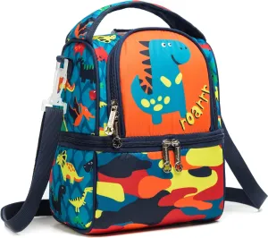 Kids Lunch Bag Insulated Cooler Bento Bag with Two Compartments for Boys, Girls, School, Travel Lunch Tote with Adjustable Strap
