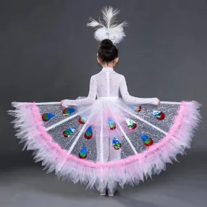 Kids' Peacock Costume for Dance & Carnival - Elegant Stage Performance Outfit for Kindergarten