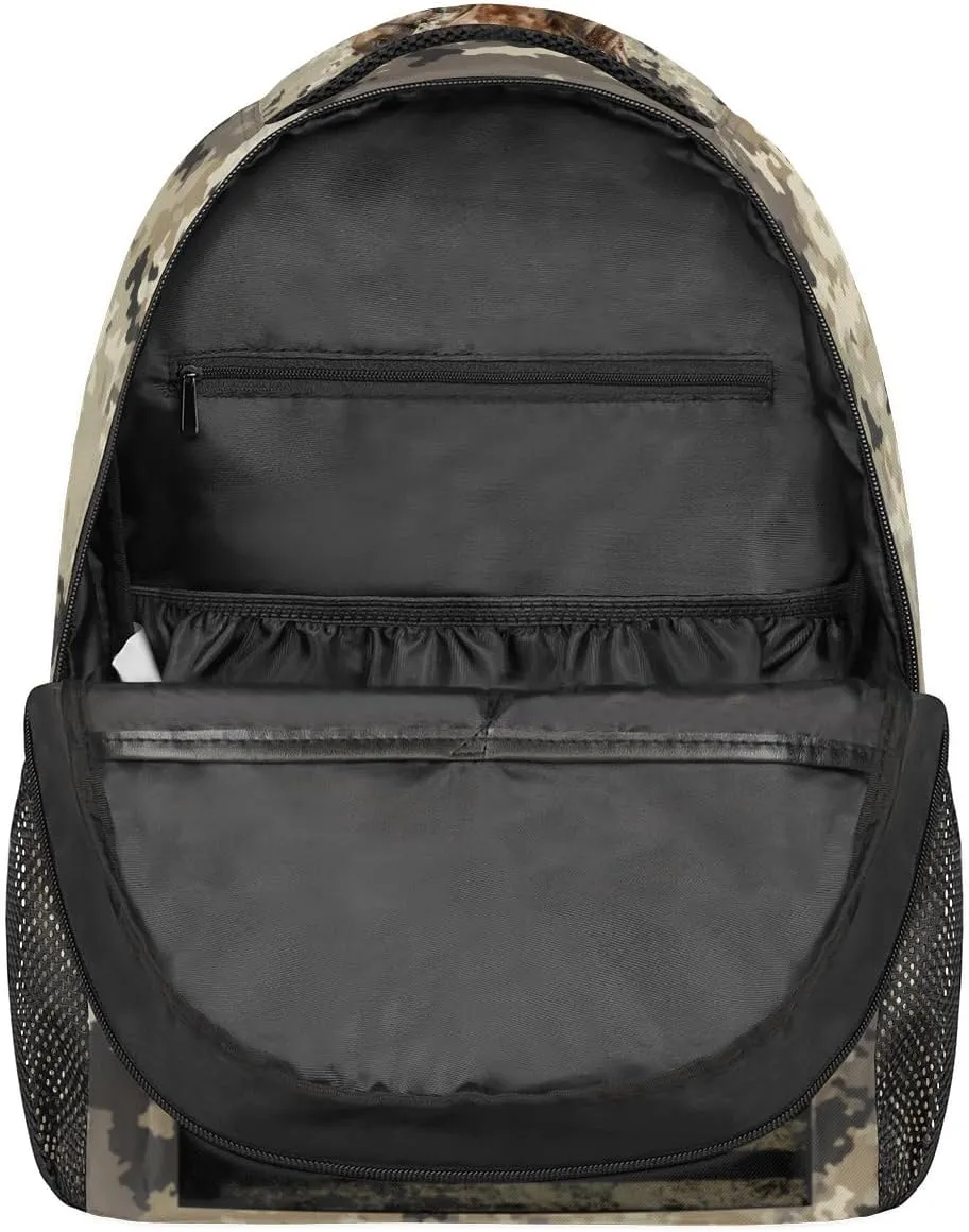 Kids School Backpacking Horse Animal Backpack for Teens Girls & Boys Middle School Aesthetic Camouflage USA Flag Students Bookbag 16 in Cute Lightweight Gym Travel Bag Sports Schoolbag