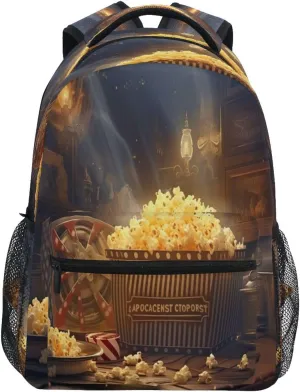 Kigai Theater Popcorn Travel Backpack for Men and Women Lightweight College Laptop Backpack Business Computer Bag Shoulder Bag Casual Daypack