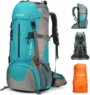 King'sGuard 70L Hiking Backpack with Rain Cover Lightweight Travel Backpack Waterproof Camping Backpack