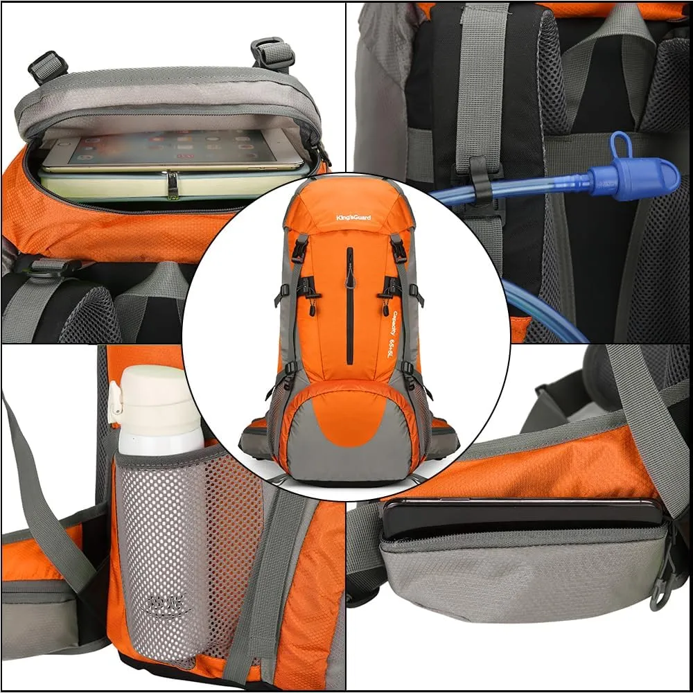 King'sGuard 70L Hiking Backpack with Rain Cover Lightweight Travel Backpack Waterproof Camping Backpack