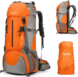 King'sGuard 70L Hiking Backpack with Rain Cover Lightweight Travel Backpack Waterproof Camping Backpack