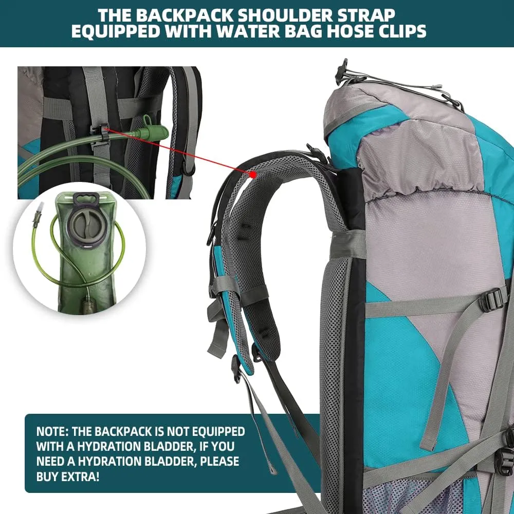 King'sGuard 70L Hiking Backpack with Rain Cover Lightweight Travel Backpack Waterproof Camping Backpack