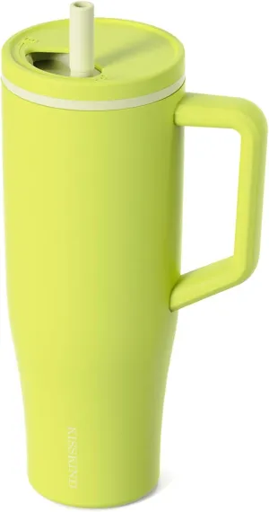 KISSKIND 40 oz Tumbler with Handle and Straw | 100% Leakproof Insulated Tumbler with Lid and Straw | Stainless Steel Water Bottle | Cup Holder Friendly Base | Green Apple