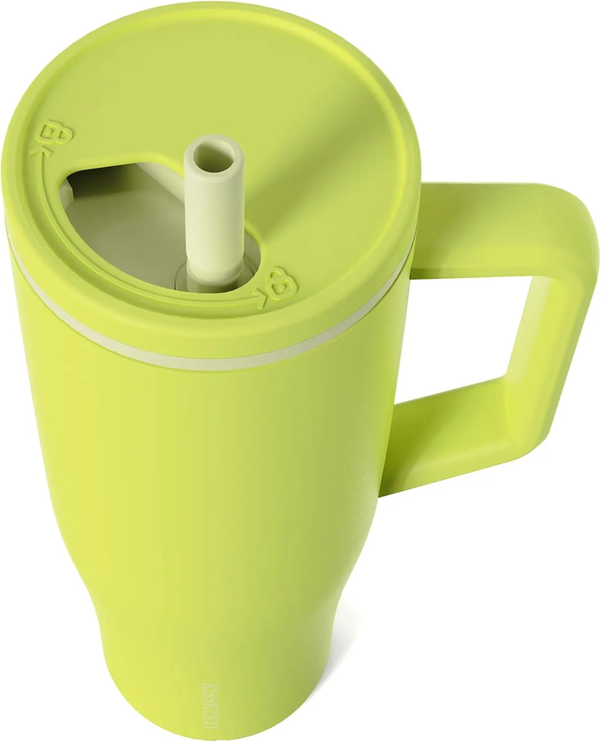 KISSKIND 40 oz Tumbler with Handle and Straw | 100% Leakproof Insulated Tumbler with Lid and Straw | Stainless Steel Water Bottle | Cup Holder Friendly Base | Green Apple