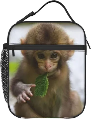 KiuLoam Insulated Lunch Box Cute Monkey 3D Animal Reusable Lunch Bag With Shoulder Strap For Women/Men/Girls/Boys Lunchbox Meal Tote Bag