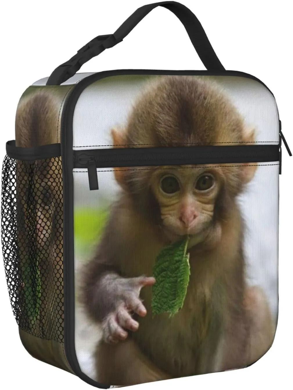KiuLoam Insulated Lunch Box Cute Monkey 3D Animal Reusable Lunch Bag With Shoulder Strap For Women/Men/Girls/Boys Lunchbox Meal Tote Bag