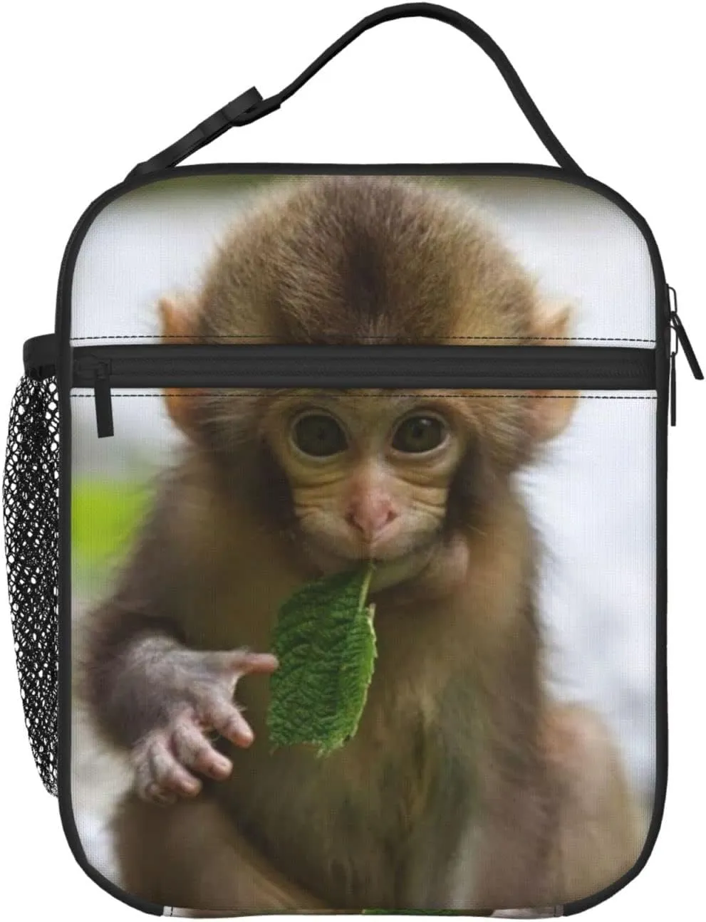 KiuLoam Insulated Lunch Box Cute Monkey 3D Animal Reusable Lunch Bag With Shoulder Strap For Women/Men/Girls/Boys Lunchbox Meal Tote Bag