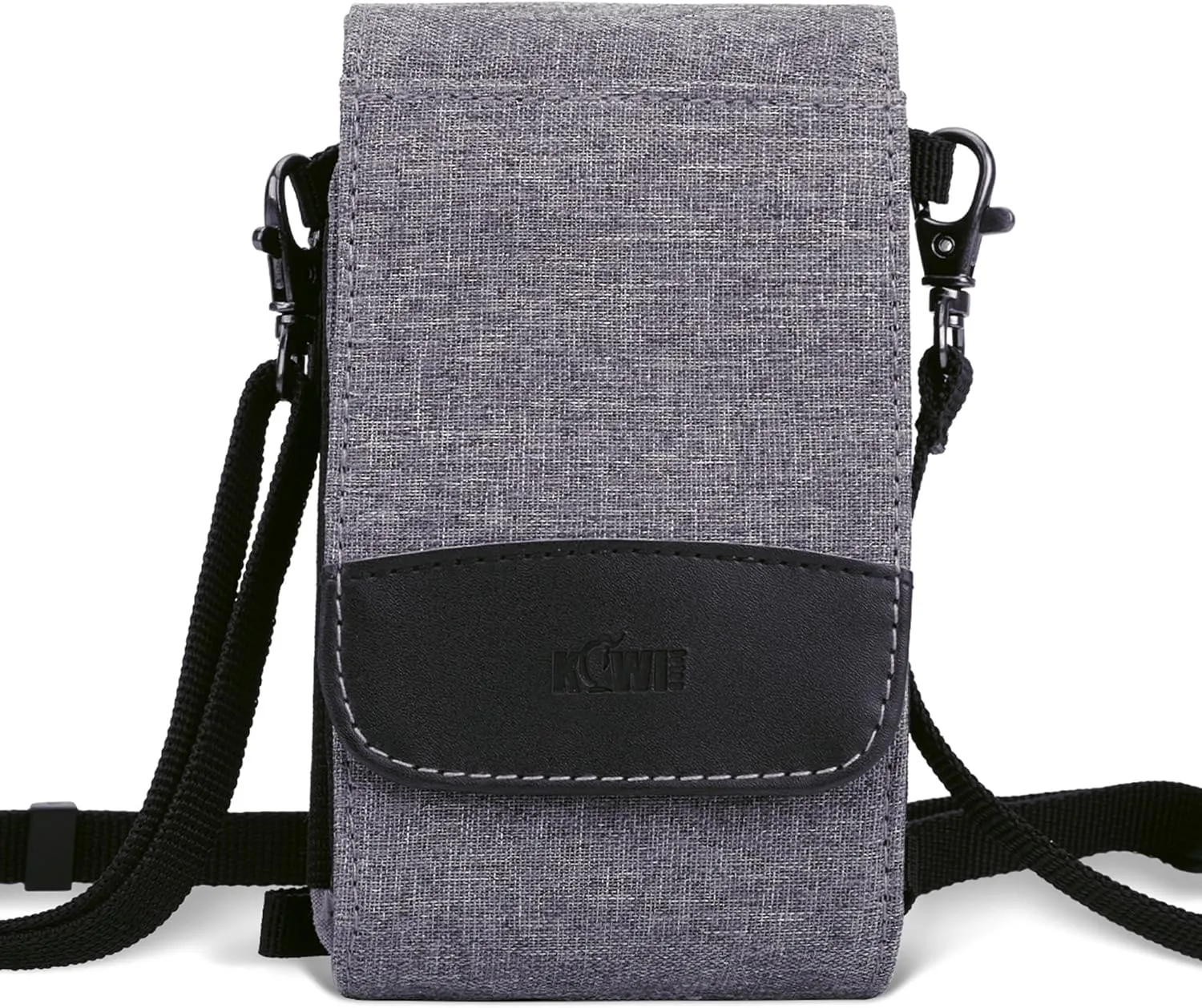 KIWIFOTOS Dual-Layer Travel Pouch Bag with Shoulder Strap, Holder Case for iPhone Cell Phone Smartphone Memory Card Power Bank Charger Passport ID Credit Card Earphones