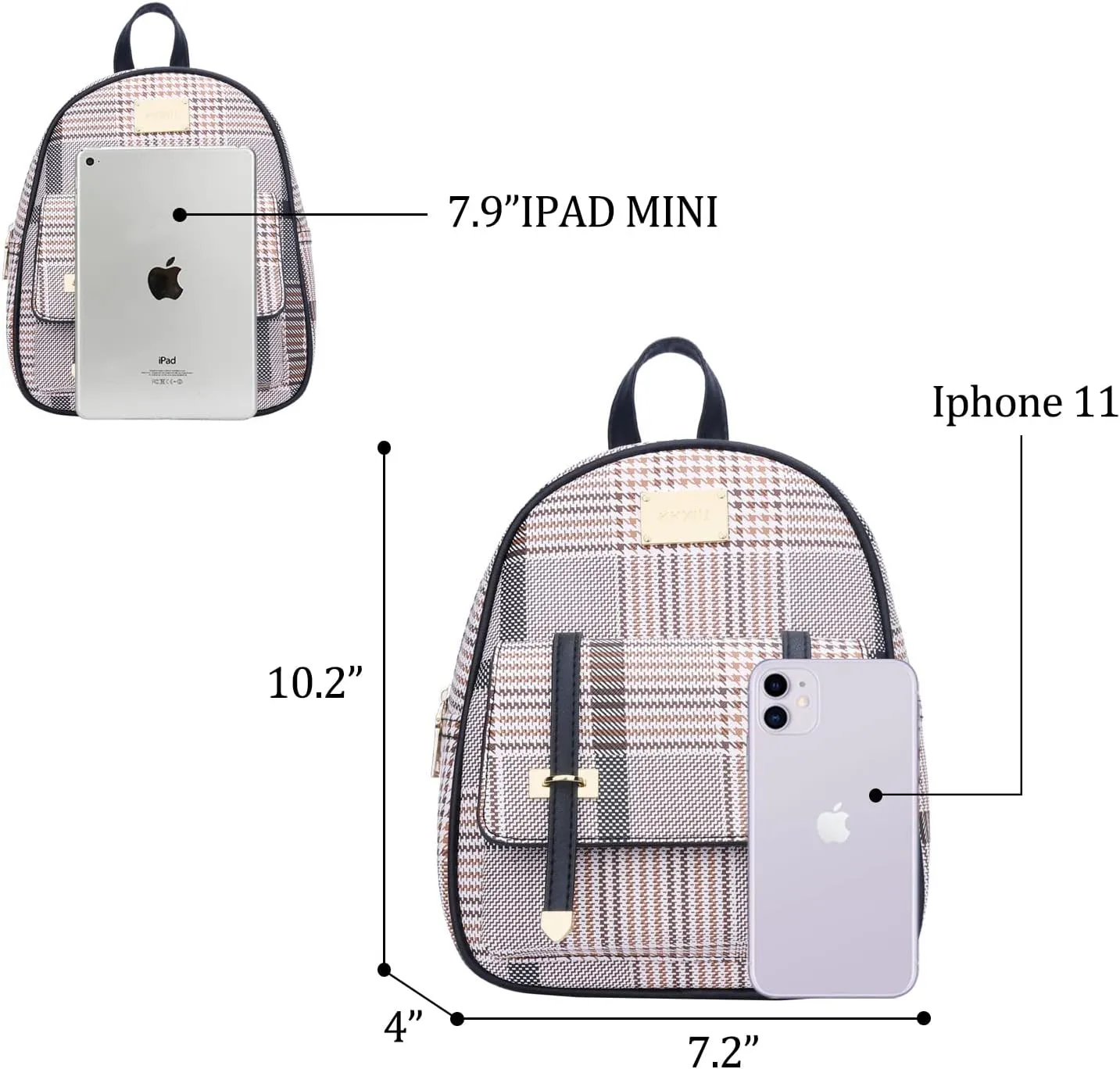 KKXIU Girls Small Backpack Purse Vegan Leather Mini Bookbag for Women Cute Teen Pompom Daypack