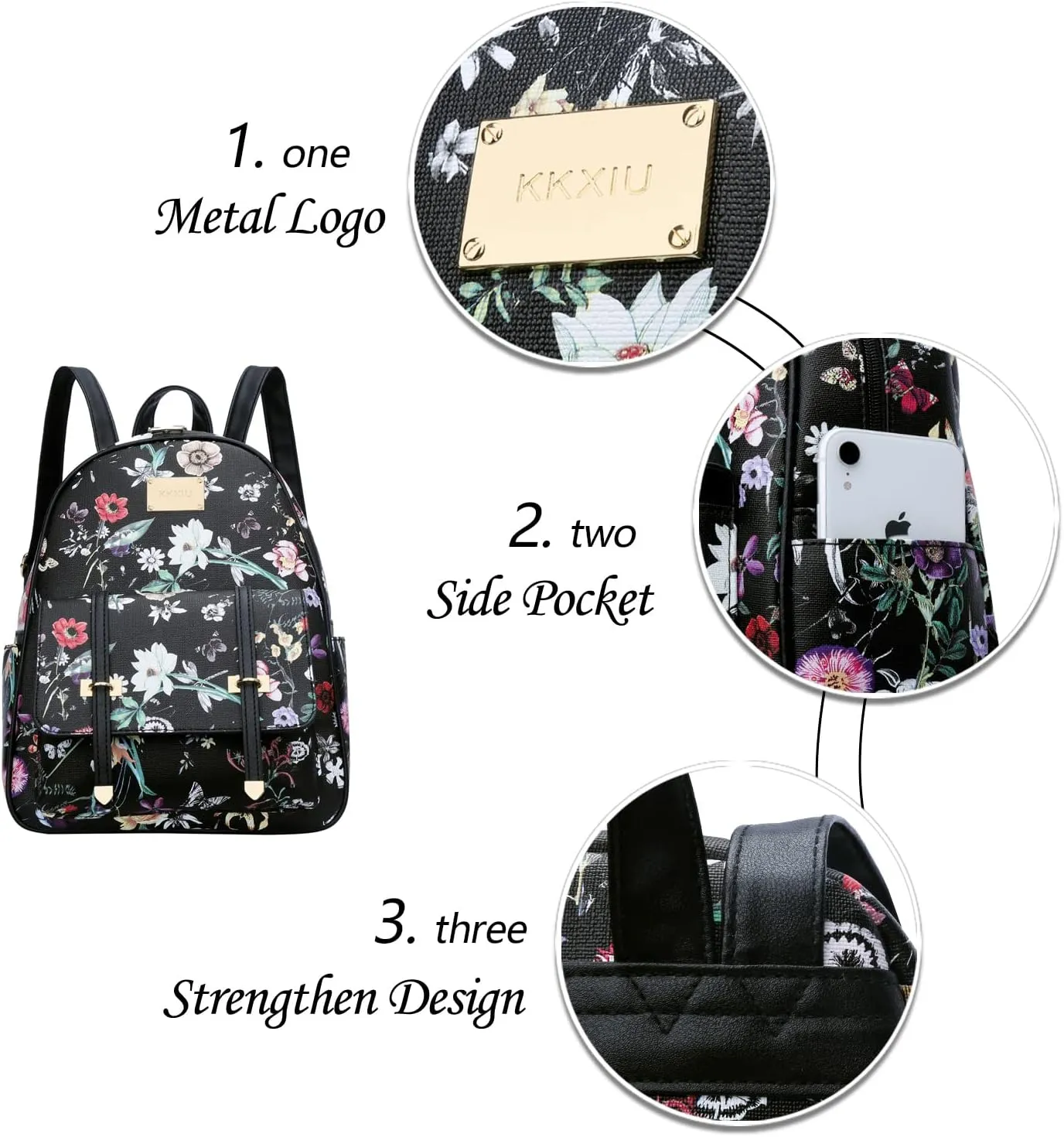 KKXIU Girls Small Backpack Purse Vegan Leather Mini Bookbag for Women Cute Teen Pompom Daypack