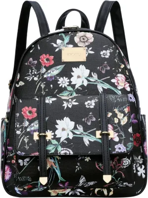 KKXIU Girls Small Backpack Purse Vegan Leather Mini Bookbag for Women Cute Teen Pompom Daypack