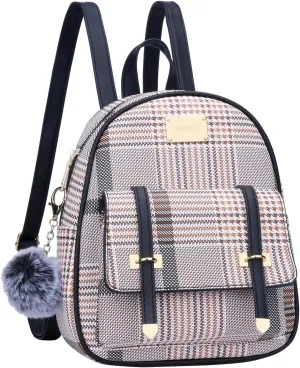 KKXIU Girls Small Backpack Purse Vegan Leather Mini Bookbag for Women Cute Teen Pompom Daypack