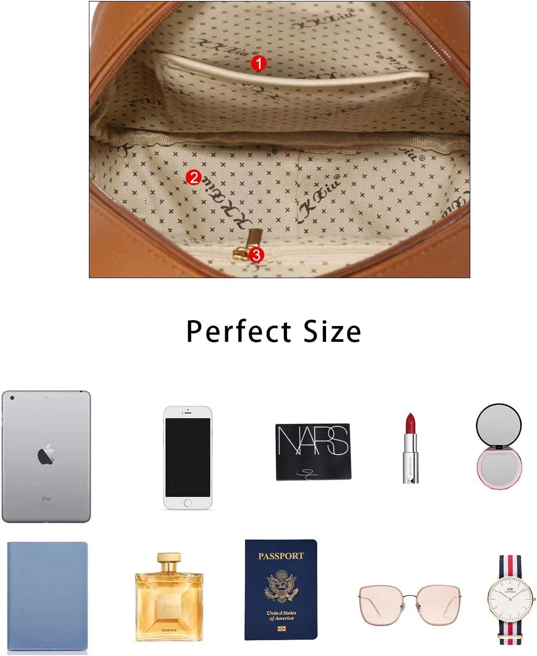 KKXIU Teen Girls Fashion 9"*11"Small Backpack Purse for Women and Ladies Quilted Synthetic Leather Mini Bookbag (a-brown)