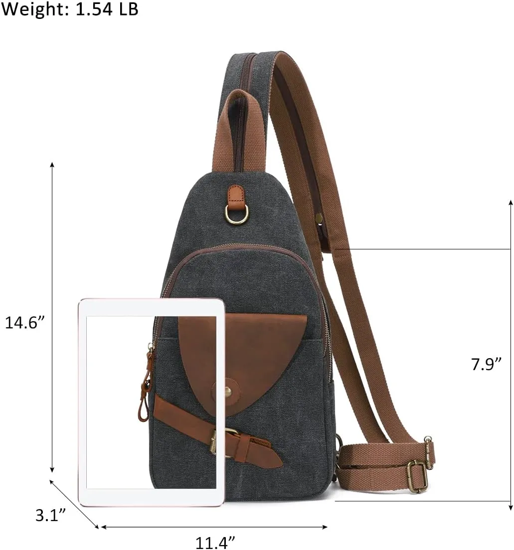 KL928 Canvas Sling Bag Crossbody Backpack Shoulder Casual Rucksack for Men Women