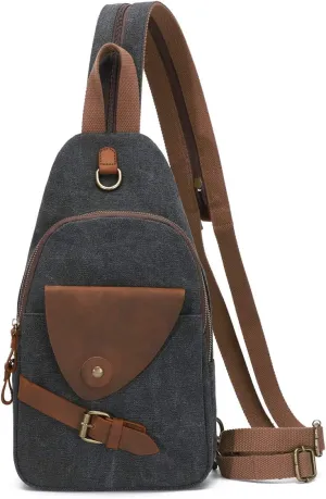 KL928 Canvas Sling Bag Crossbody Backpack Shoulder Casual Rucksack for Men Women