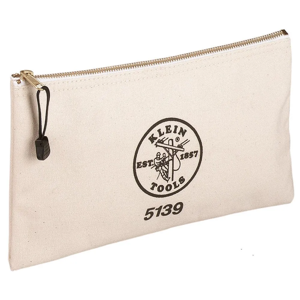 Klein Tools 5139 Zipper Bag, Canvas Tool Pouch 12.5 x 7 x 4.25-Inch