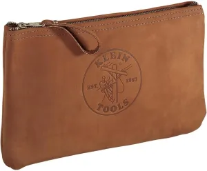 Klein Tools 5139L Zipper Bag, Top-Grain Leather Tool Pouch with Strong Zipper Close, 12-1/2-Inch, Brown